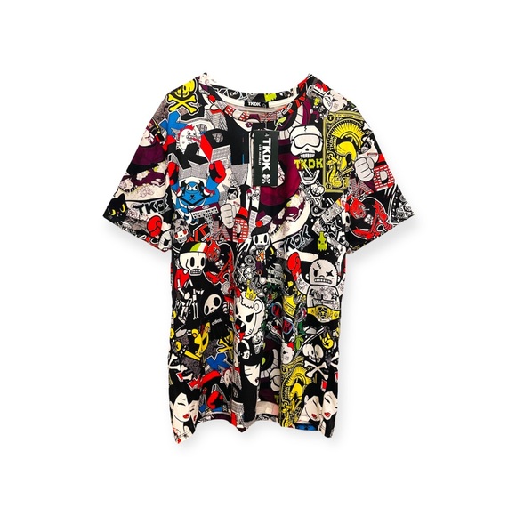 NEW TKDK Tokidoki Boxer Adios Lion Papa Asian Tattoo Gal T-Shirt Men’s Large Tee - Picture 1 of 3
